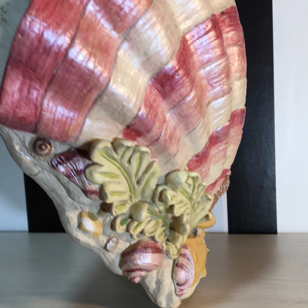 Vintage Large Plaster Shell Planter For Wall Coastal Nautical Beachy Home Decor - Picture 11 of 17